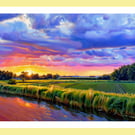 Beautiful Sunset On The Fens Norfolk Greeting Card A5