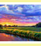 Beautiful Sunset On The Fens Norfolk Greeting Card A5