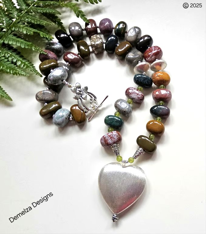 Designer Chunky Fancy Jasper & Peridot Necklace 