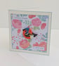 Birthday card, handmade, with removable clay chaffinch fridge magnet keepsake  - Image 2