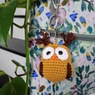 Owl crochet amigurumi keyring bag charm