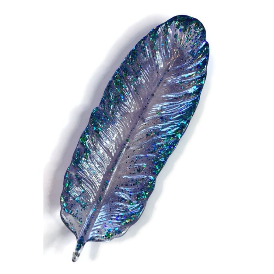 Glitter feather luxury angel wing trinket dish.