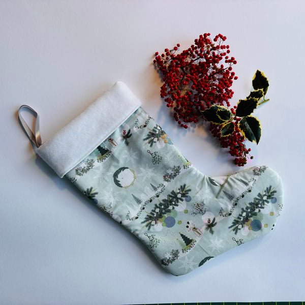 Festive Fabric Christmas Stocking