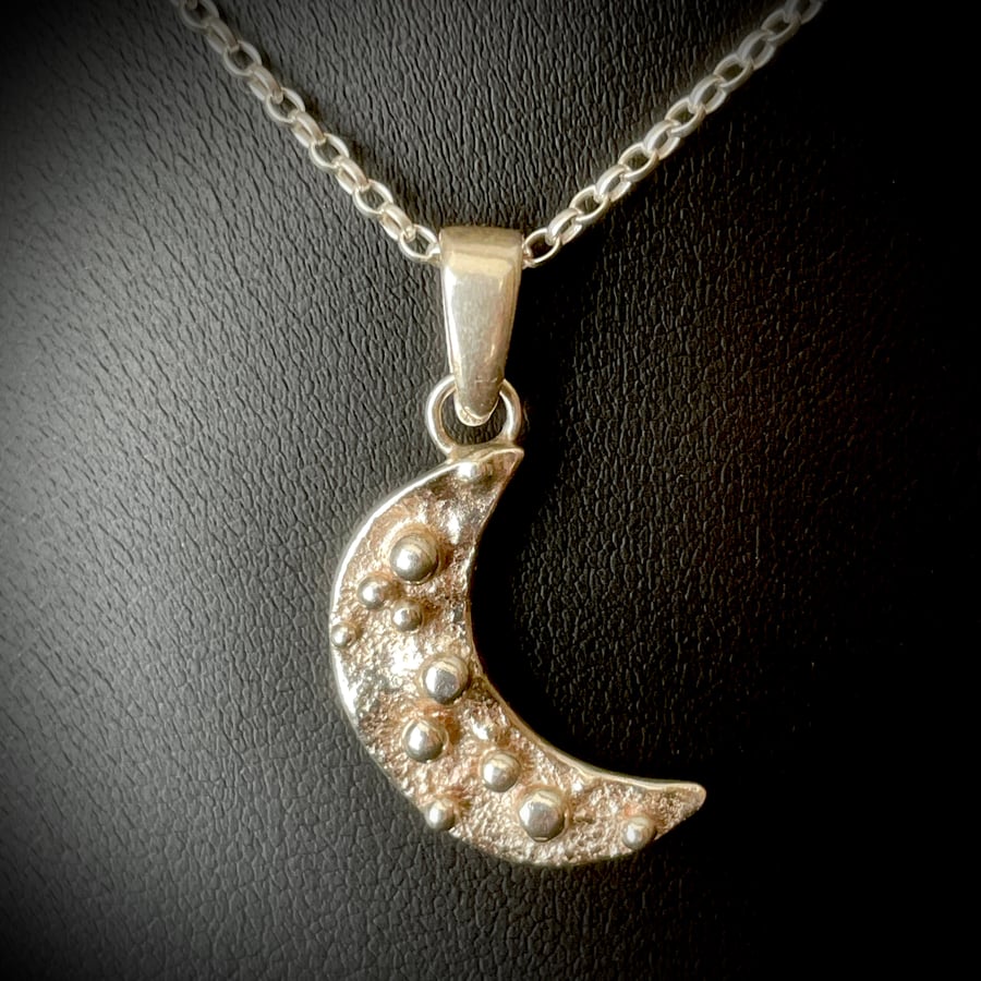 Sterling Silver Crescent Moon Pendant 