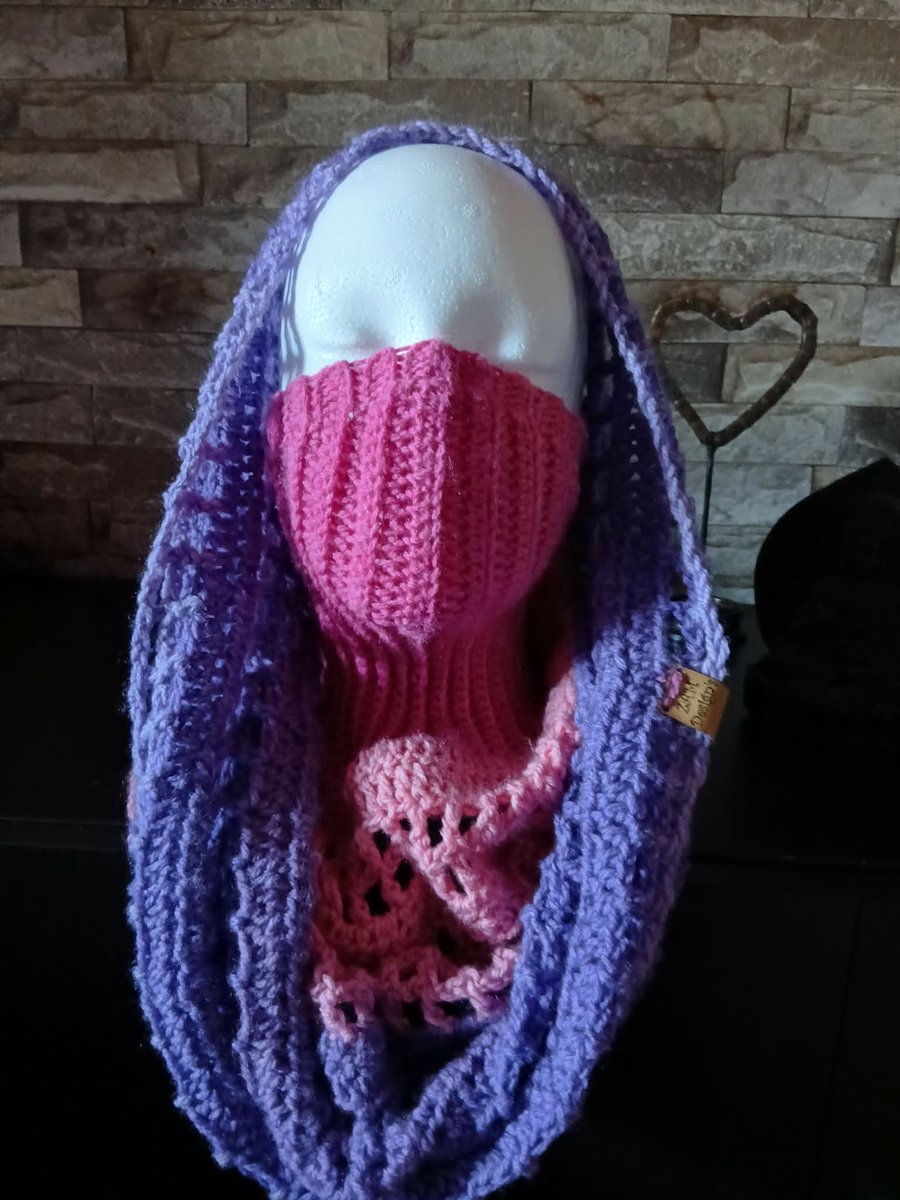 Crocheted Wasteland Hood Distressed Hooded Shawl Style Wrap - PINK PURPLE