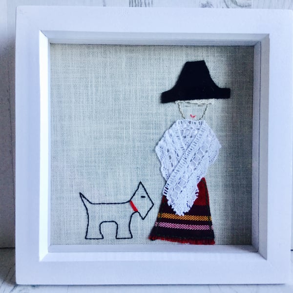 Welsh Lady with little dog picture