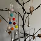 Handmade Multi coloured Fused Glass Christmas Tree Decoration