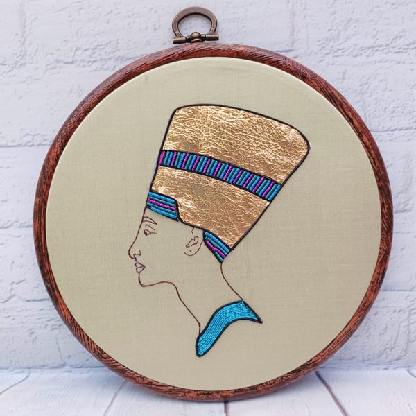 Egyptian Queen Embroidery Hoop, Nefertiti Embroidery, Gift for Egyptologist, Egy