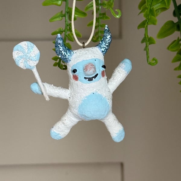 Spun Cotton Yeti Popsicle Ornament 2
