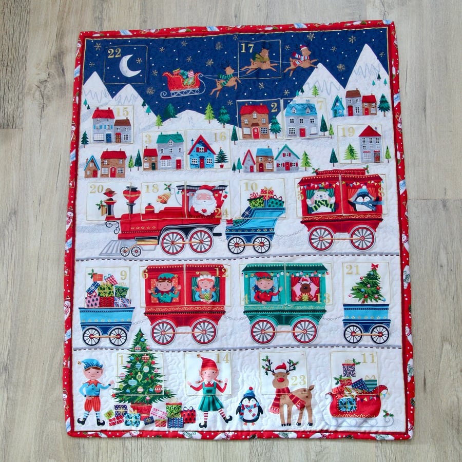 Beautiful Santa Express reusable Fabric Advent Calendar