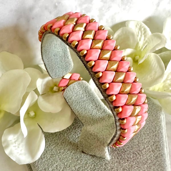 GemDuo Bracelet - Coral & Gold