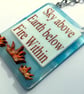 Handmade Fused Glass Sky Above Earth Below Fire Within Hanging Picture Sign - Image 4