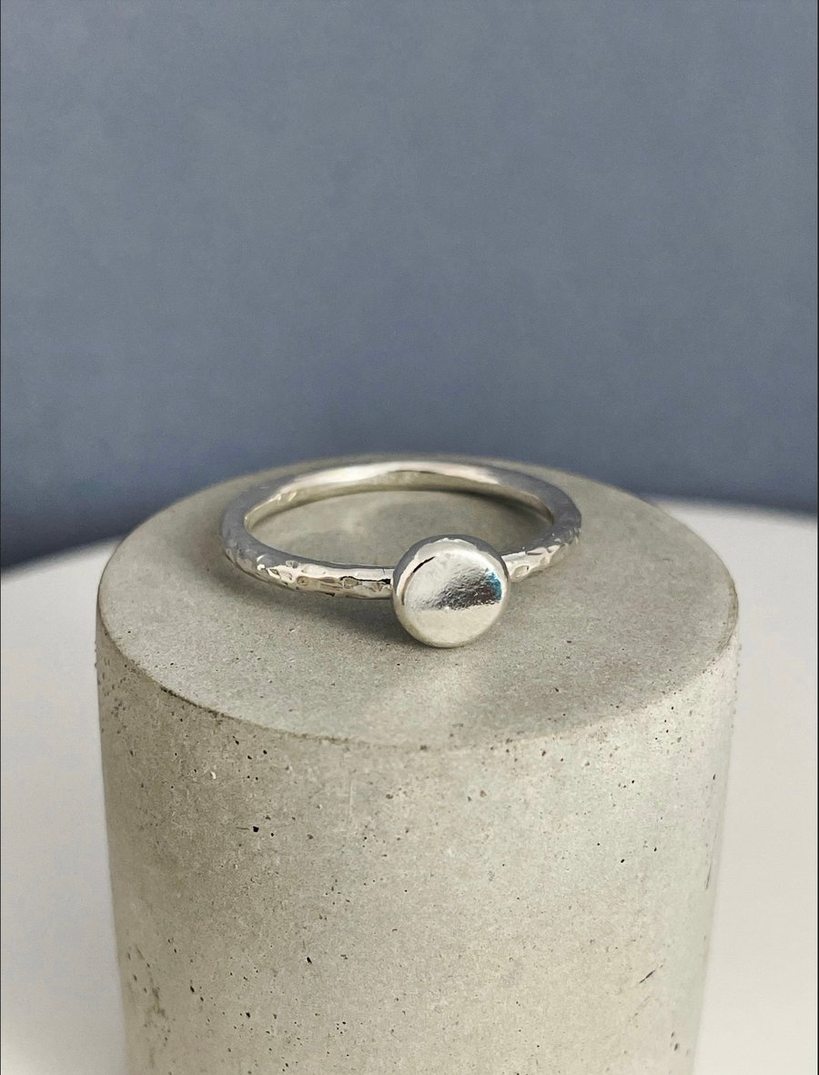 Sterling Silver Pebble Stacking Ring 2mm - Hammered-Sparkly Sizes H-Z - Handmade