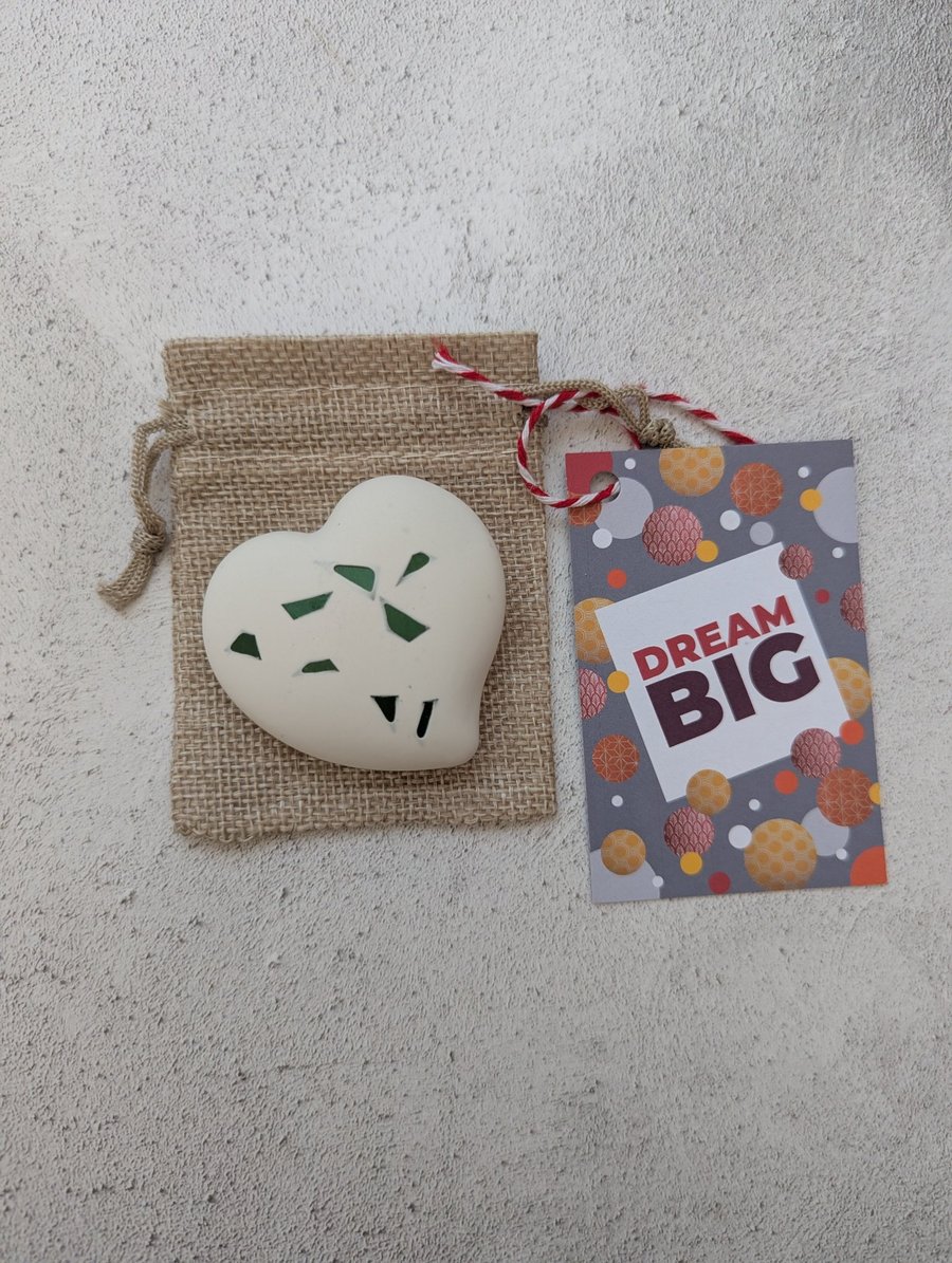 Jesmonite Pocket Hug (Heart) with Recycled Aluminium pieces 