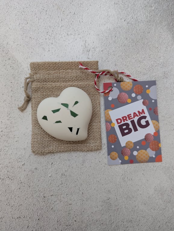 Jesmonite Pocket Hug (Heart) with Recycled Aluminium pieces 