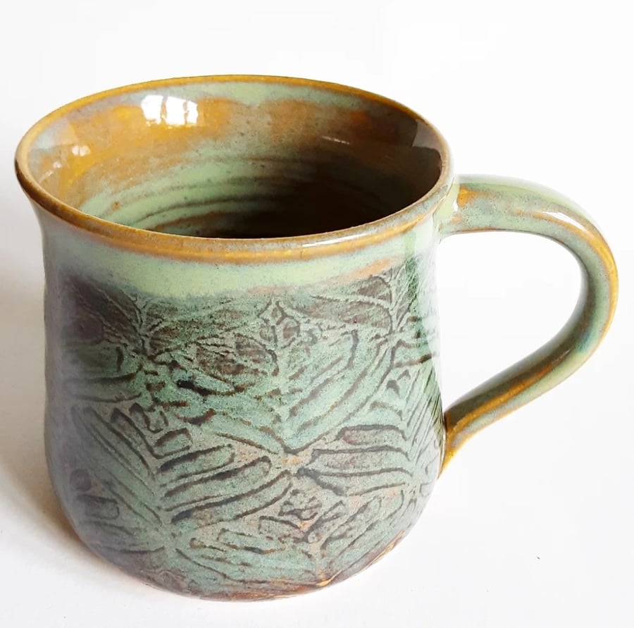 Green  Mug - Hand Thrown Stoneware Ceramic Mug