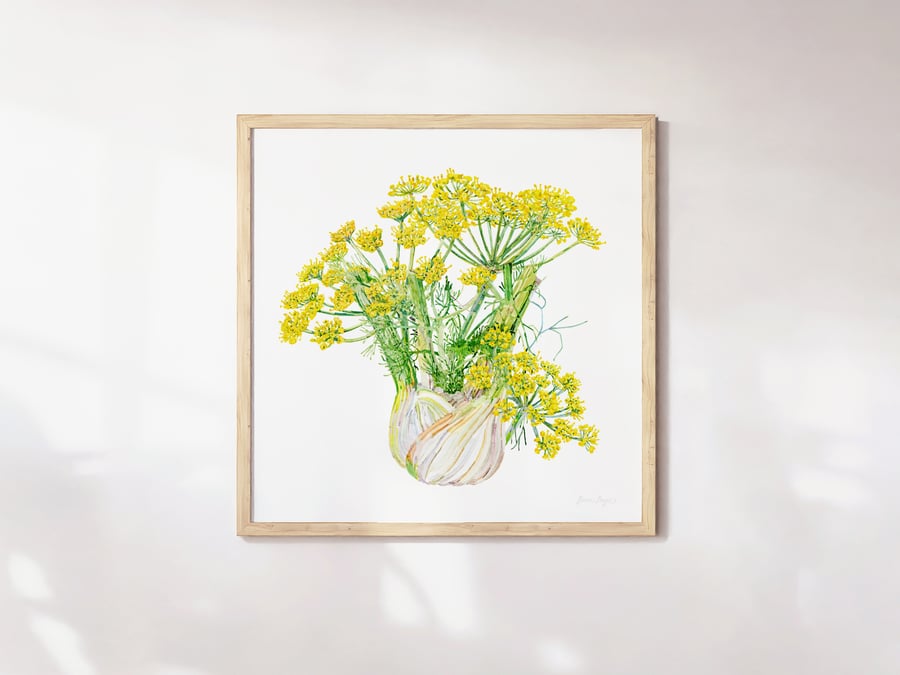 Watercolour Floral Fennel Print - Illustrated food art printed sustainably