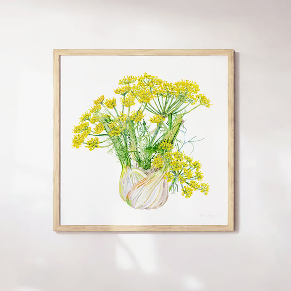 Watercolour Floral Fennel Print - Illustrated food art printed sustainably