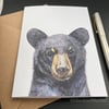 Bear Card - Black Bear Cub Art Card. Blank or Personalised for any occasion