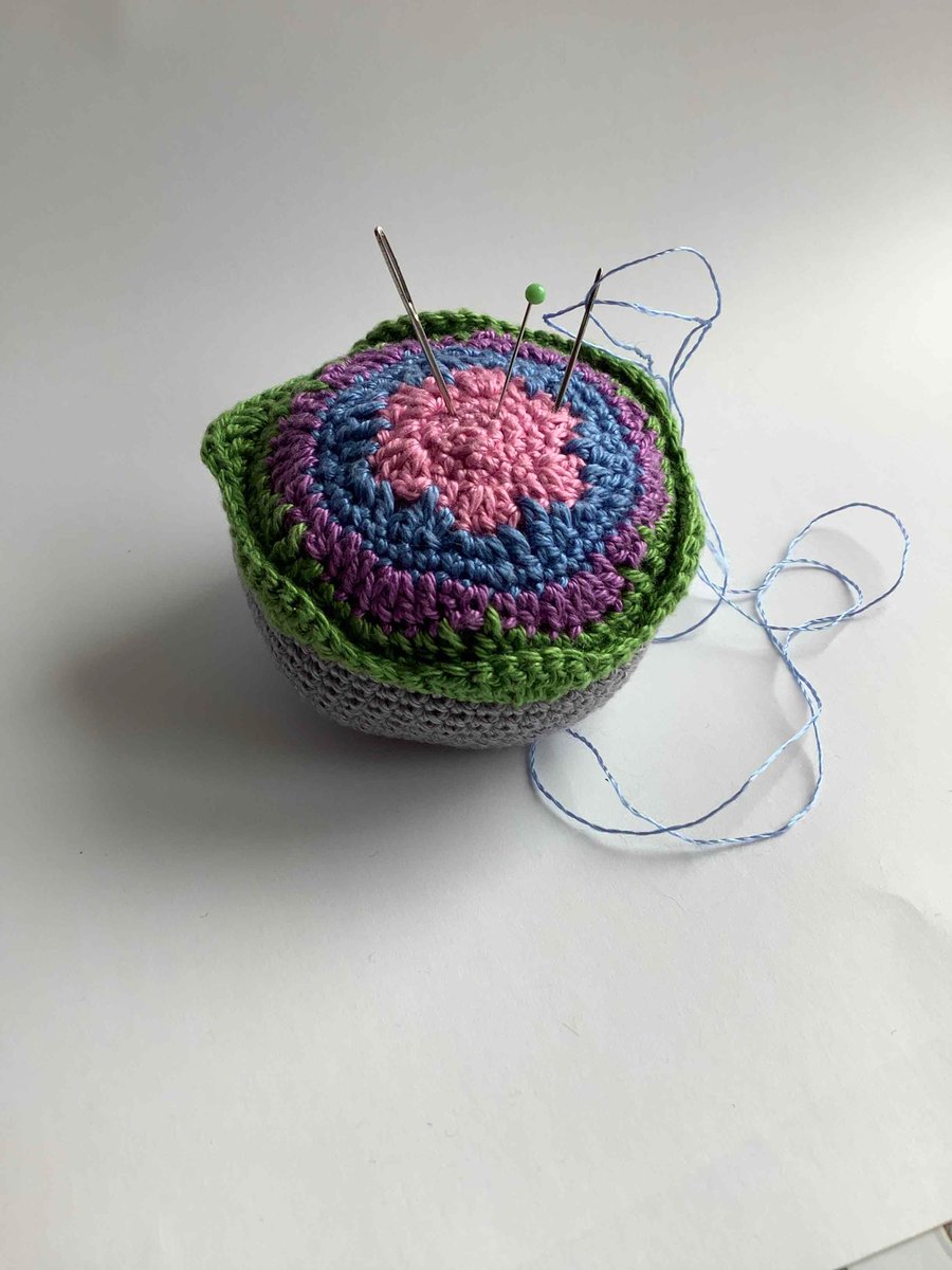 Cutest crochet pin cushion  