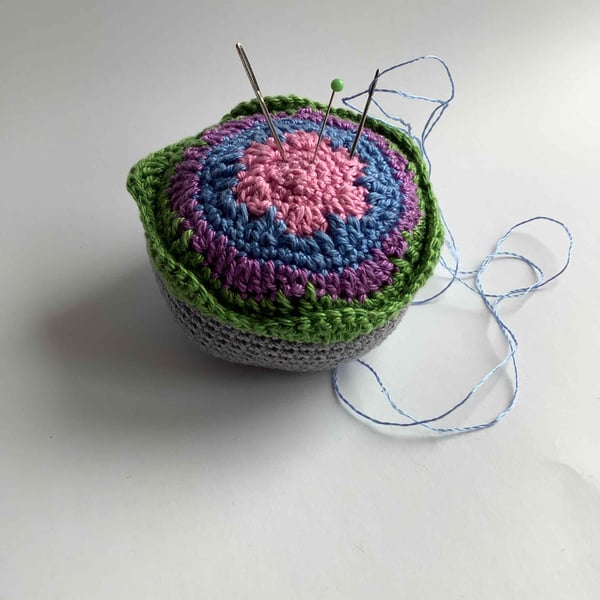 Cutest crochet pin cushion  