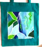 Joyous Tote bag. Fabulous colour tote. Seahorse print on jade green tote bag - Image 2