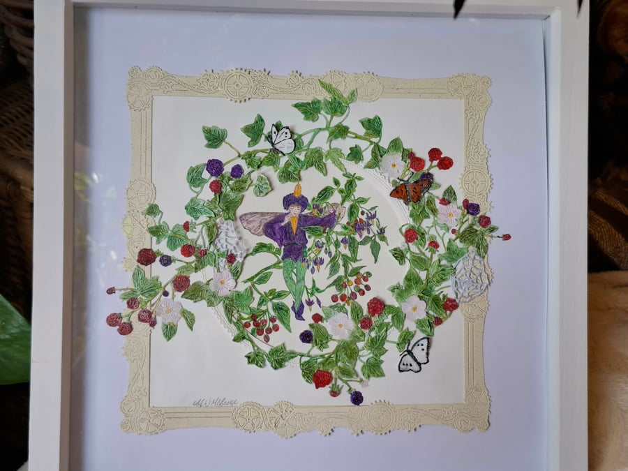 Original Water Colour And Decoupage Picture Framed Free P&P