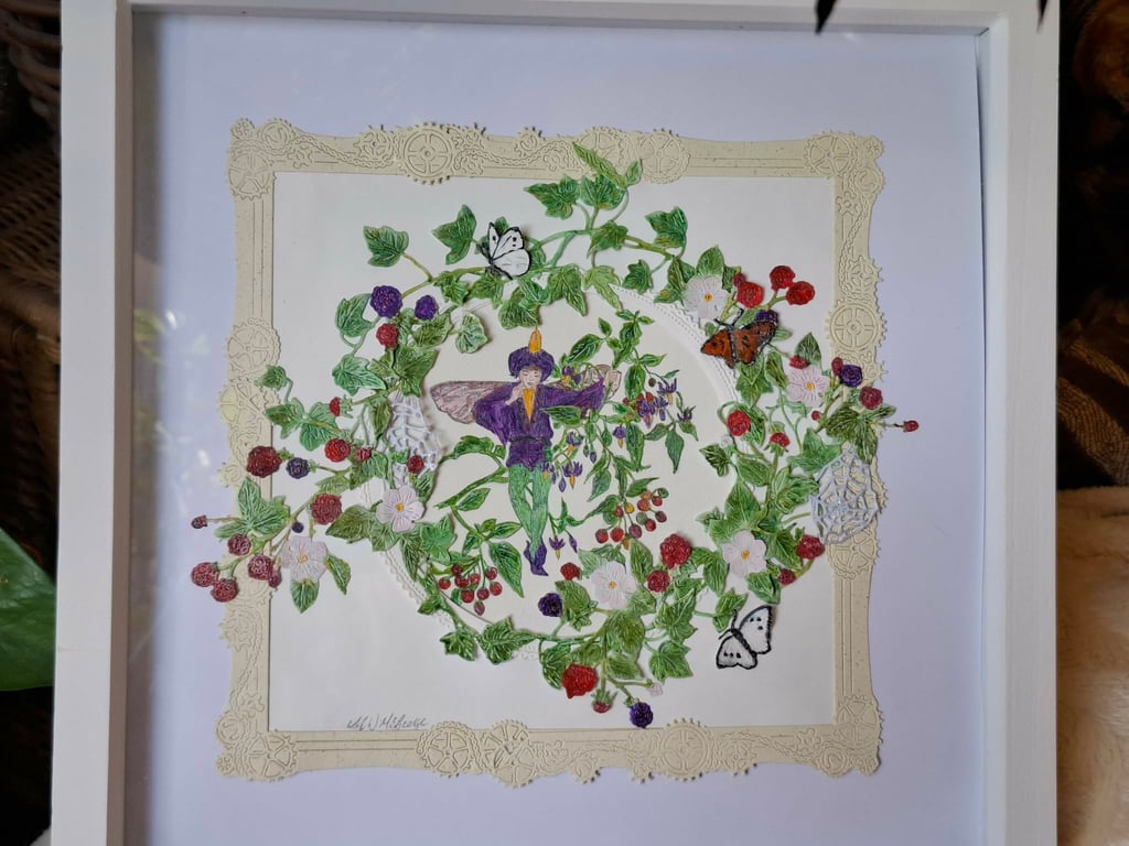 Original Water Colour And Decoupage Picture Framed Free P&P