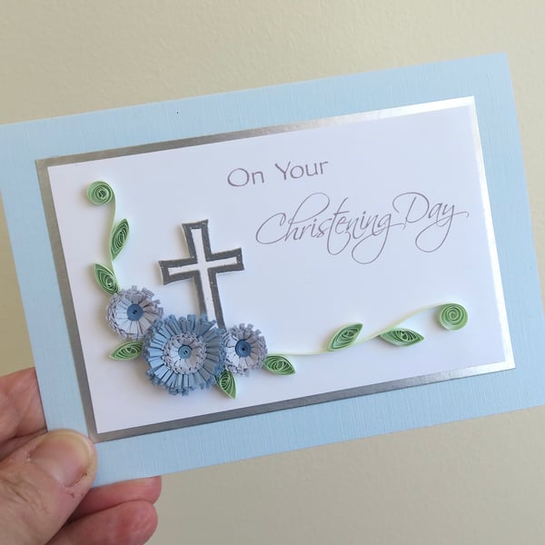 On Your Christening Day handmade card for baby boy