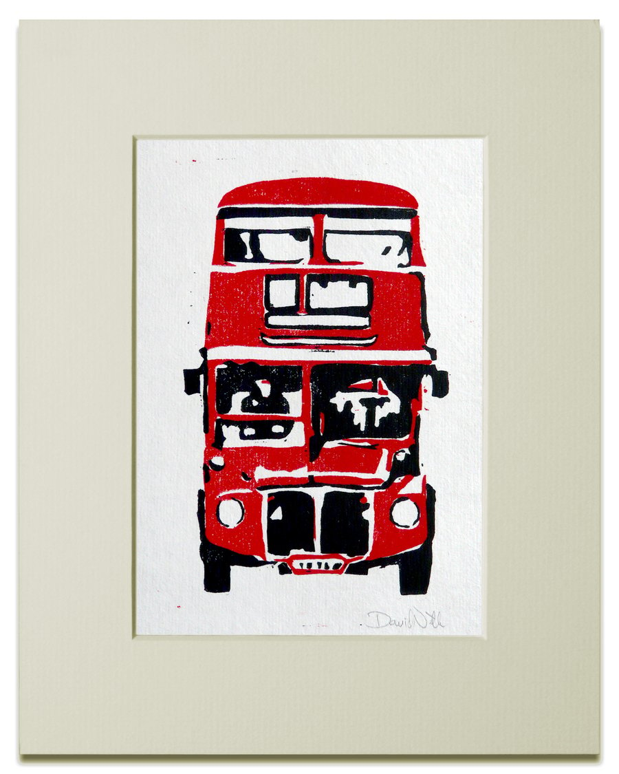 London Bus Linocut