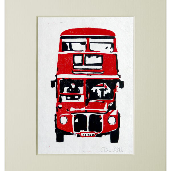 London Bus Linocut