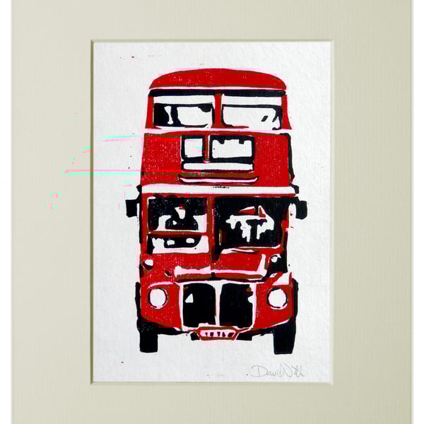 London Bus Linocut