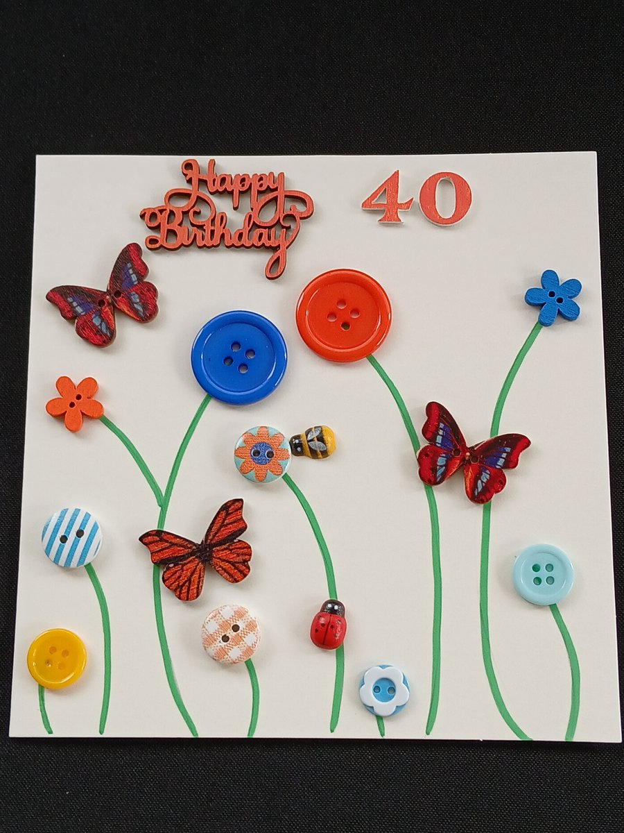 Handmade 40th birthday card 