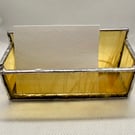 Stained glass business card holder - wispy golden yellow