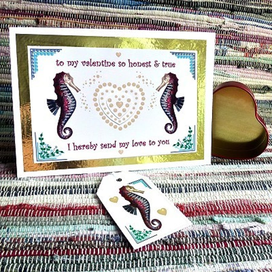 Seahorses - Valentine’s Day card & free gift tag