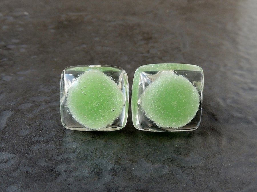 Green Jelly Tot Cufflinks - SALE (406a)