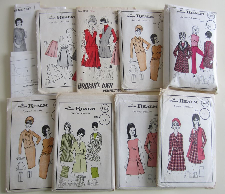 Lot of 9 Vintage Dressmaking Sewing Patterns. % to Ukraine.