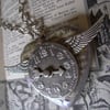 winged clock of my heart steampunk necklace