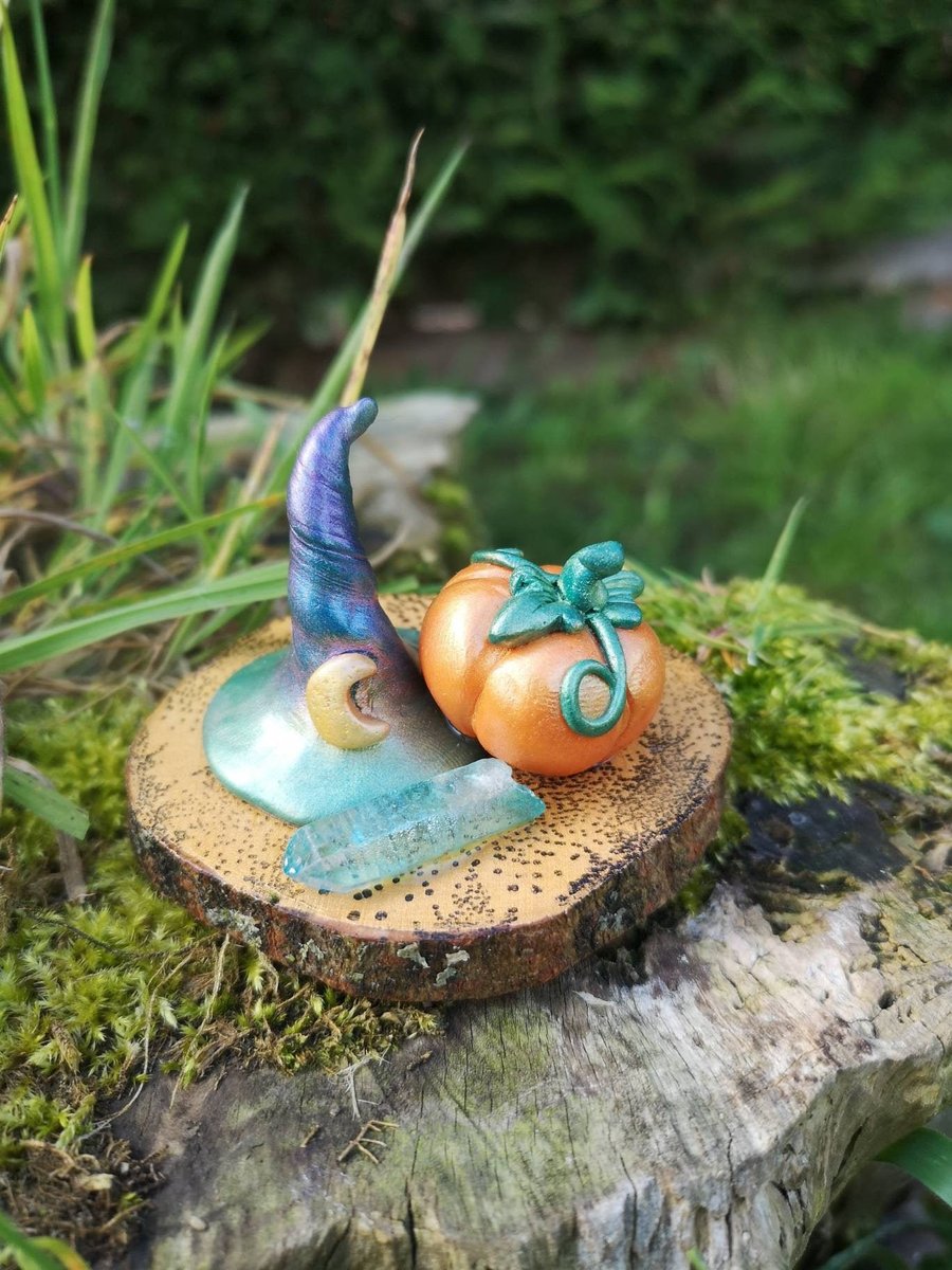 Pumpkin ornament, halloween decorations, witch hat ornament, witch gifts