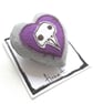 freehand embroidered chicken skull heart textile brooch purple - Image 1