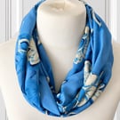 Beautiful Soft Blue Floral Infinity Scarf 