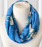 Beautiful Soft Blue Floral Infinity Scarf 