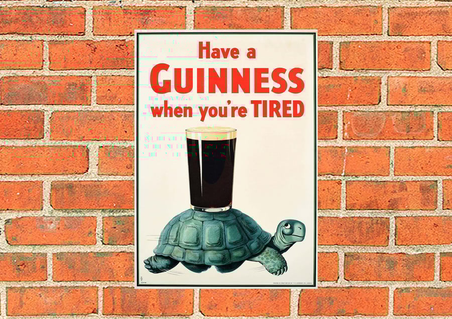 Guinness metal sign. Guinness on Tortoise suitable for Pub, Bar, Man cave
