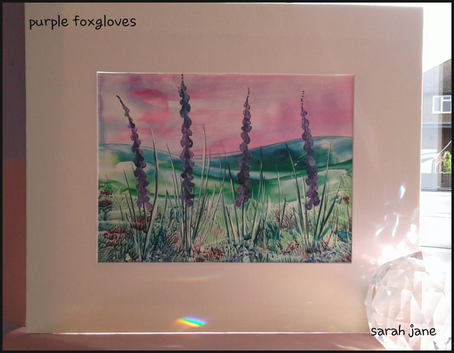 purple Foxgloves Original Encaustic Art Painting