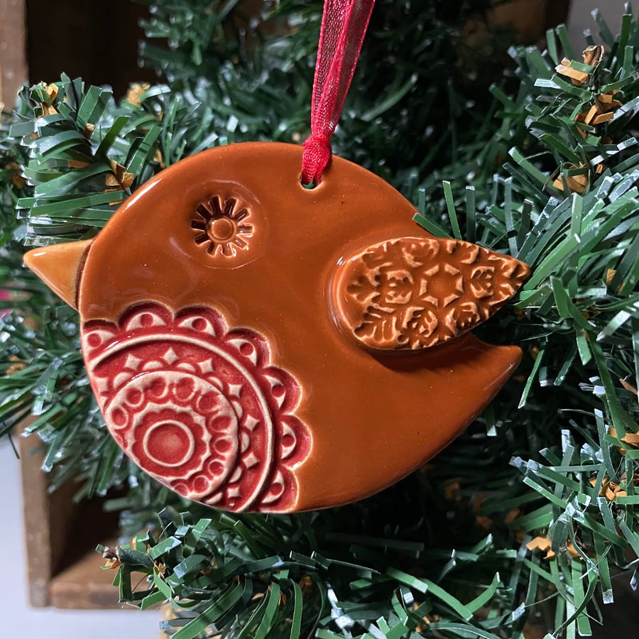 Ceramic Robin Christmas decoration second