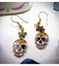  Sugar Skull Earrings orange with star beads - Image 2