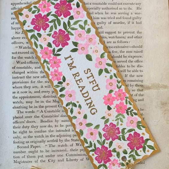 STFU Im Reading Handmade Bookmark