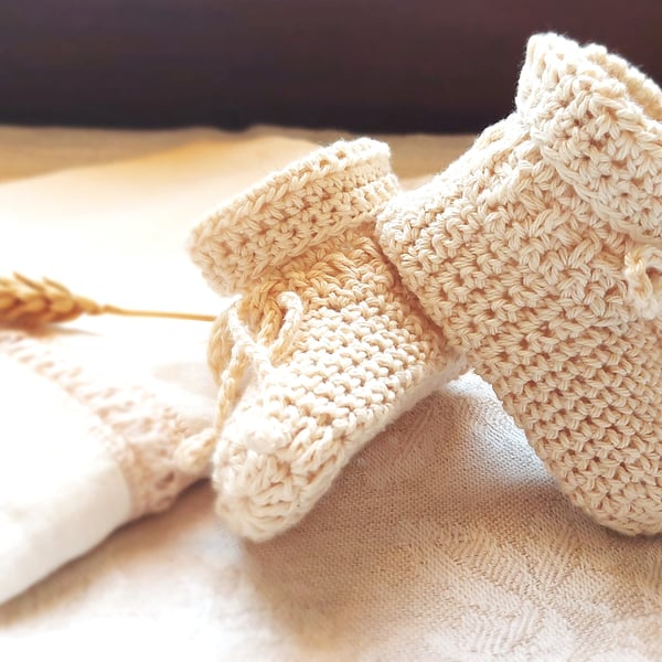 Organic Baby Booties, undyed, GOTS certified cotton, All Organic Collection