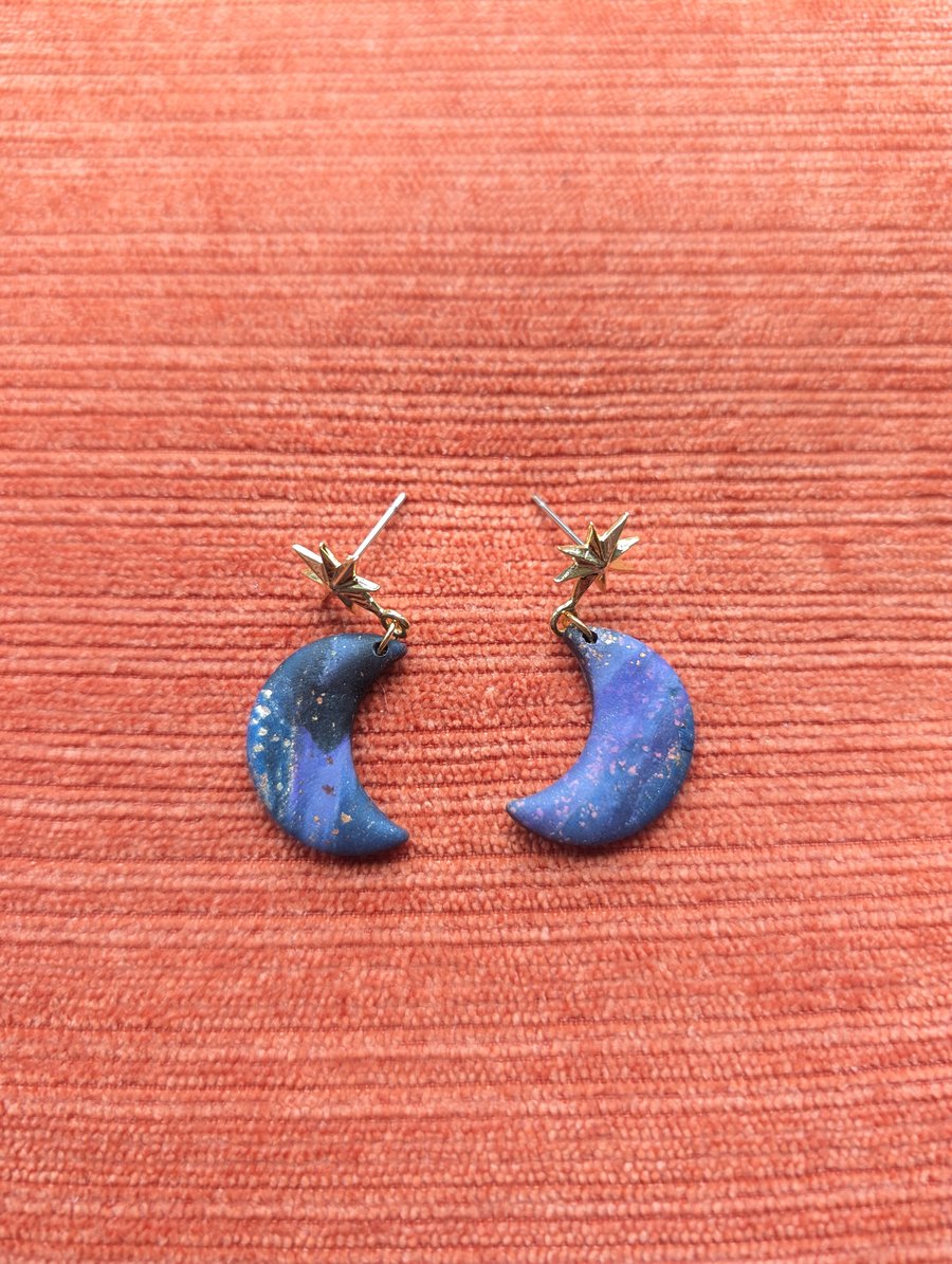 Yzma inspired mini moon earrings star