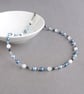 Blue Beaded Necklace - Mid Blue Pearl and Crystal Jewellery - Navy Wedding Gifts - Image 1